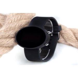 Mat Siyah Yuvarlak Dijital Led Ekran Siyah Silikon Kordonlu Unisex Saat ST-303563