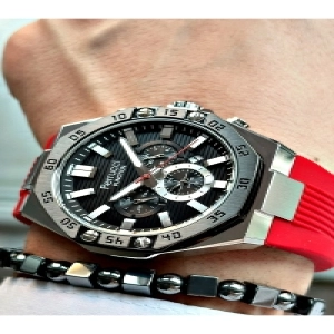 Functıon Siyah Kadranlı Kırmızı Silikon Erkek Kol Saati