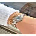 Özel Tasarım Taşlı Minimal Kare Metal Kordon Premium Kadın Kol Saati-Bileklik Hediyeli
