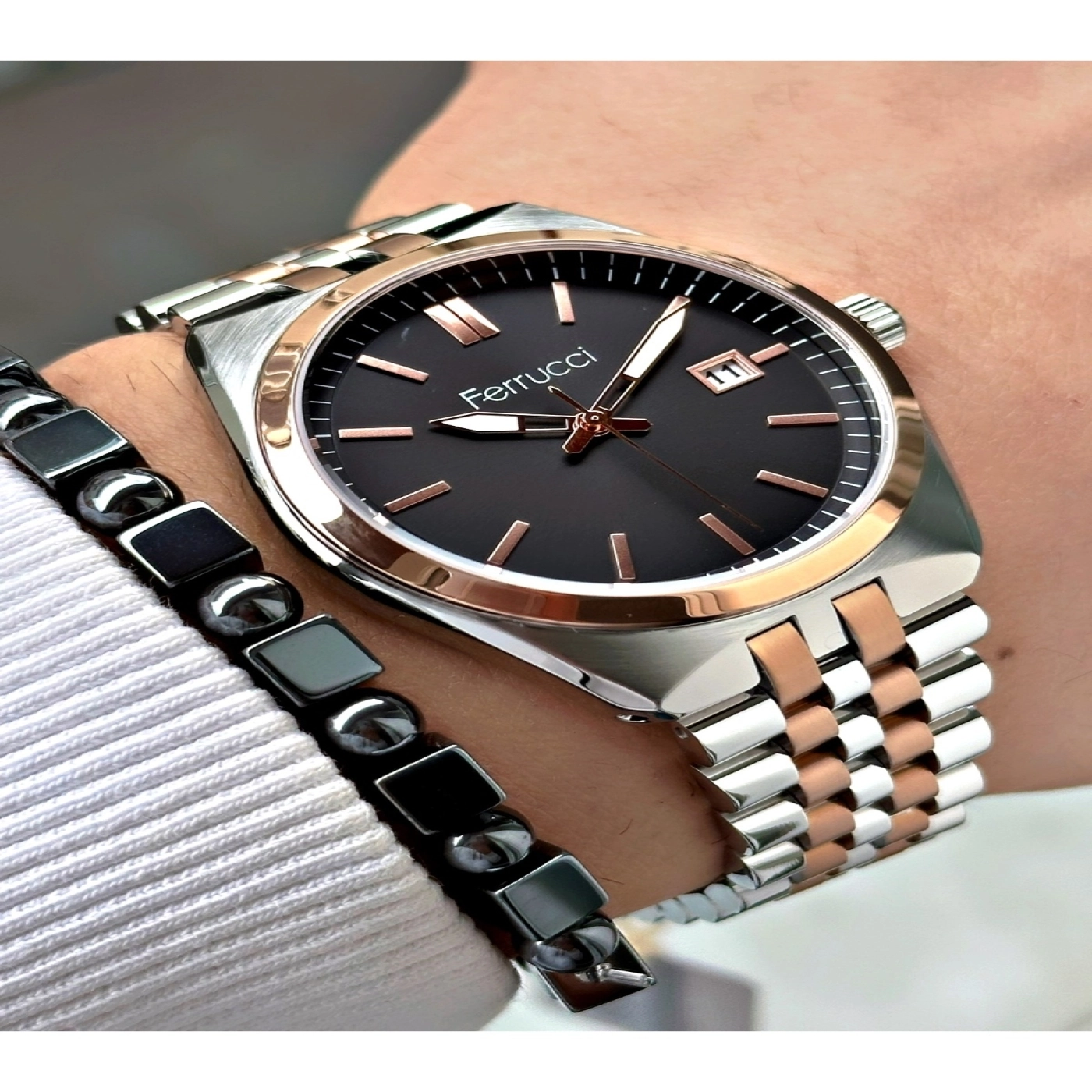 FERRUCCİ SİYAH KADRANLI FUNCTION ROSE GÜMÜŞ METAL ERKEK KOL SAATİ