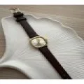 Vintage Kadın Kol Saati Retro Minimal Koyu Kahve Renk Kordon