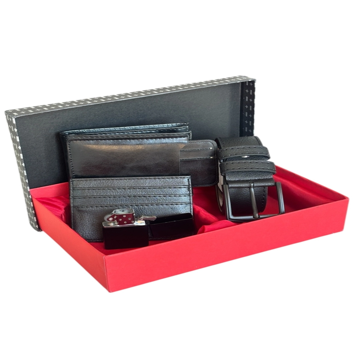 Premium Serisi Özel Kutulu Lüks Deri Yatay Cüzdan Kemer ve Çakmak Erkek Seti