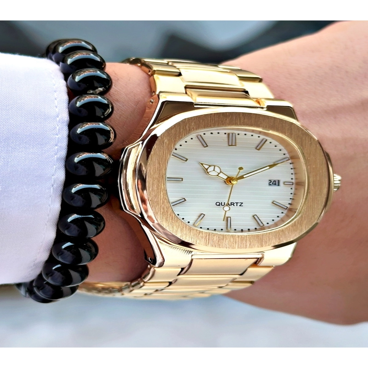 Özel Tasarım Eşref Tek Saat Modeli Metal Kordon Takvimli Erkek Kol Saati-Bileklik Hediyeli