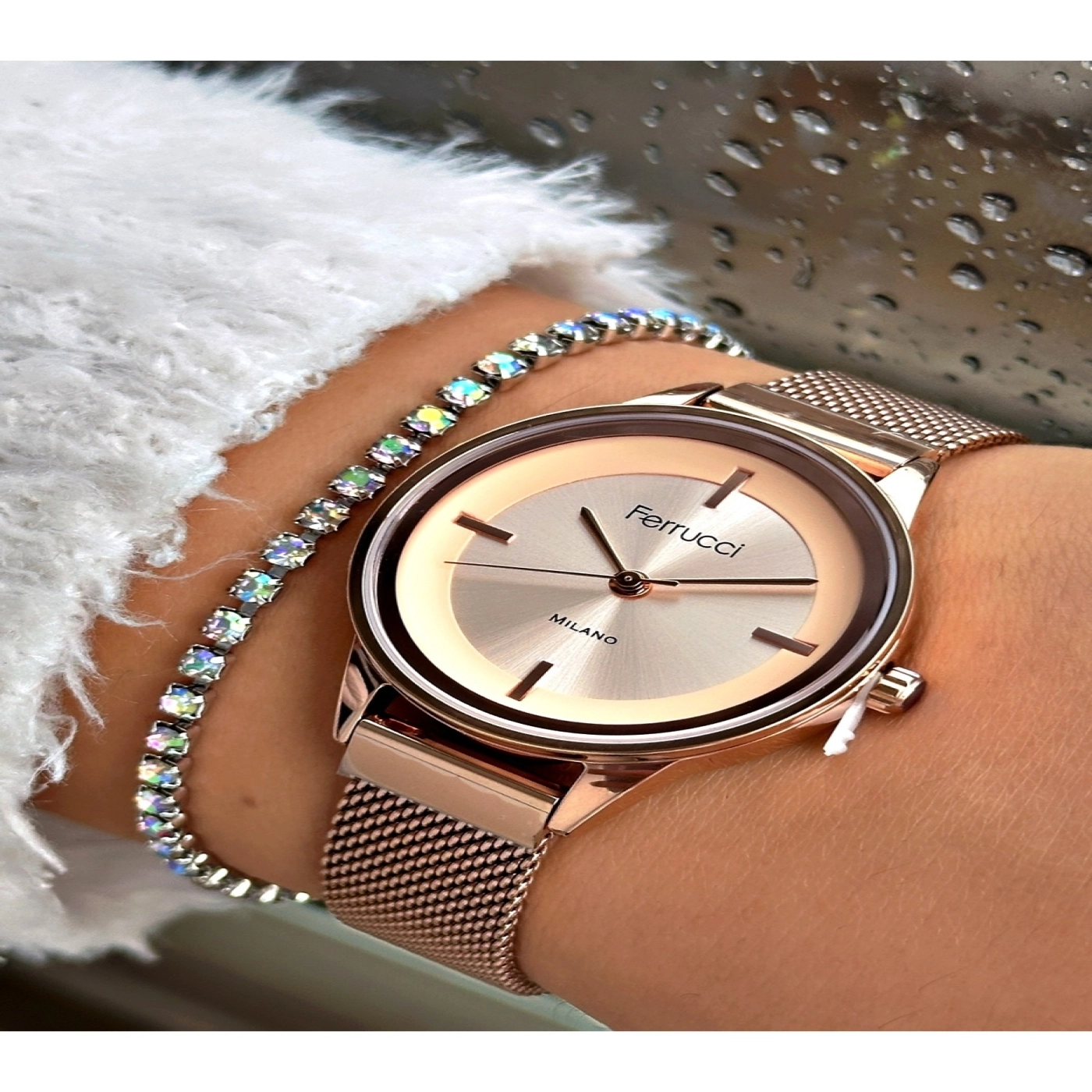 FERRUCCİ ROSE HASIR KADIN KOL SAATİ