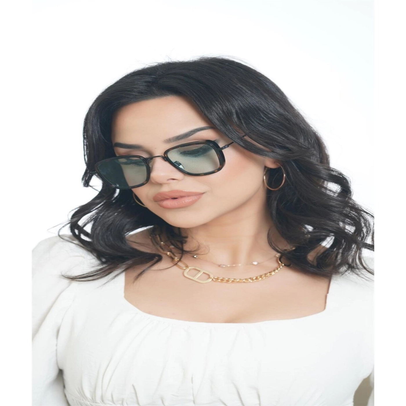 Çerçeveli Dikdörtgen Özel Tasarım Kadın Güneş Gözlüğü hover