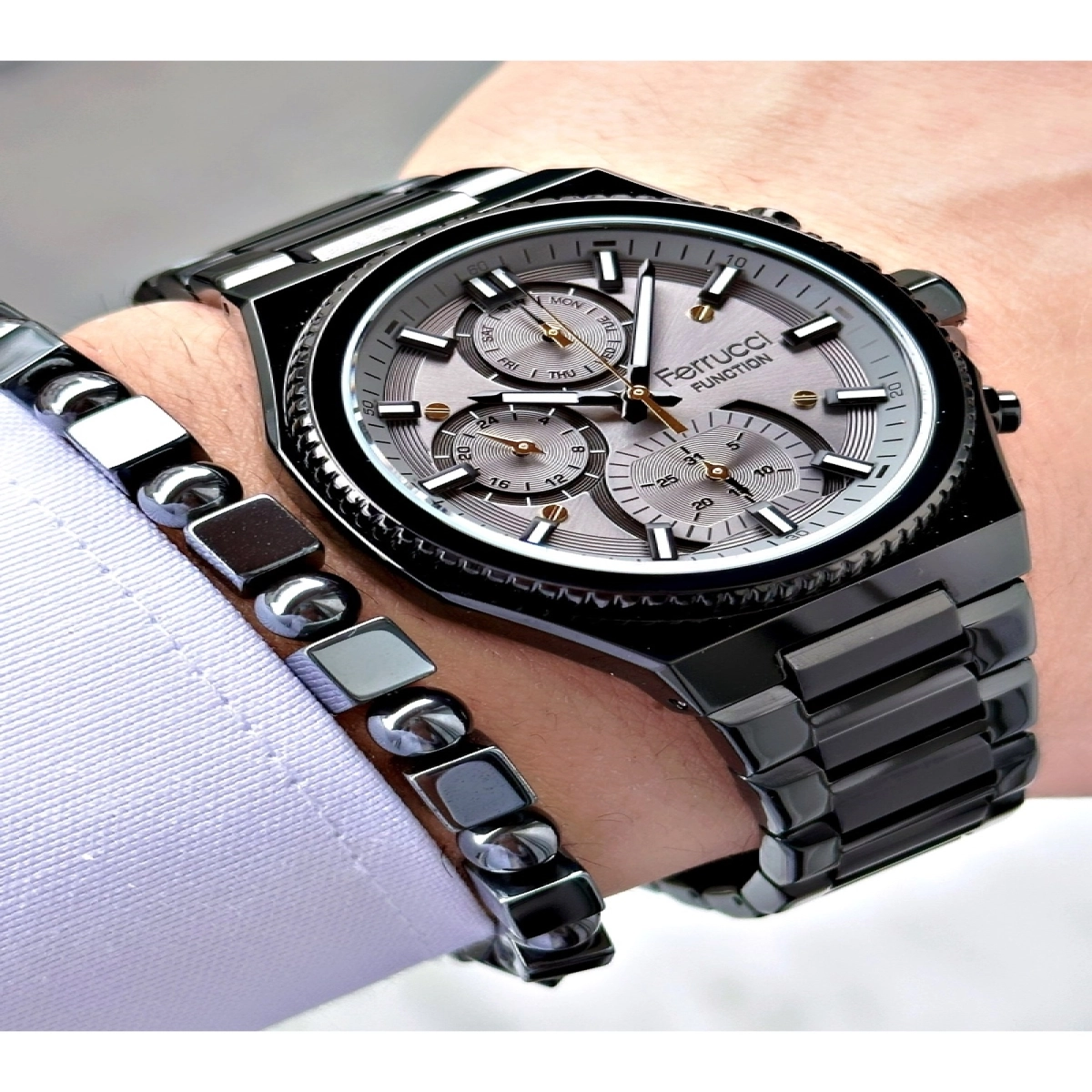 FERRUCCİ FUNCTION GRİ KADRANLI SİYAH METAL ERKEK KOL SAATİ