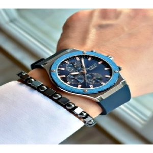 Functıon Lacivert Kadranlı Rose Rakamlı Lacivert Silikon Erkek Kol Saati