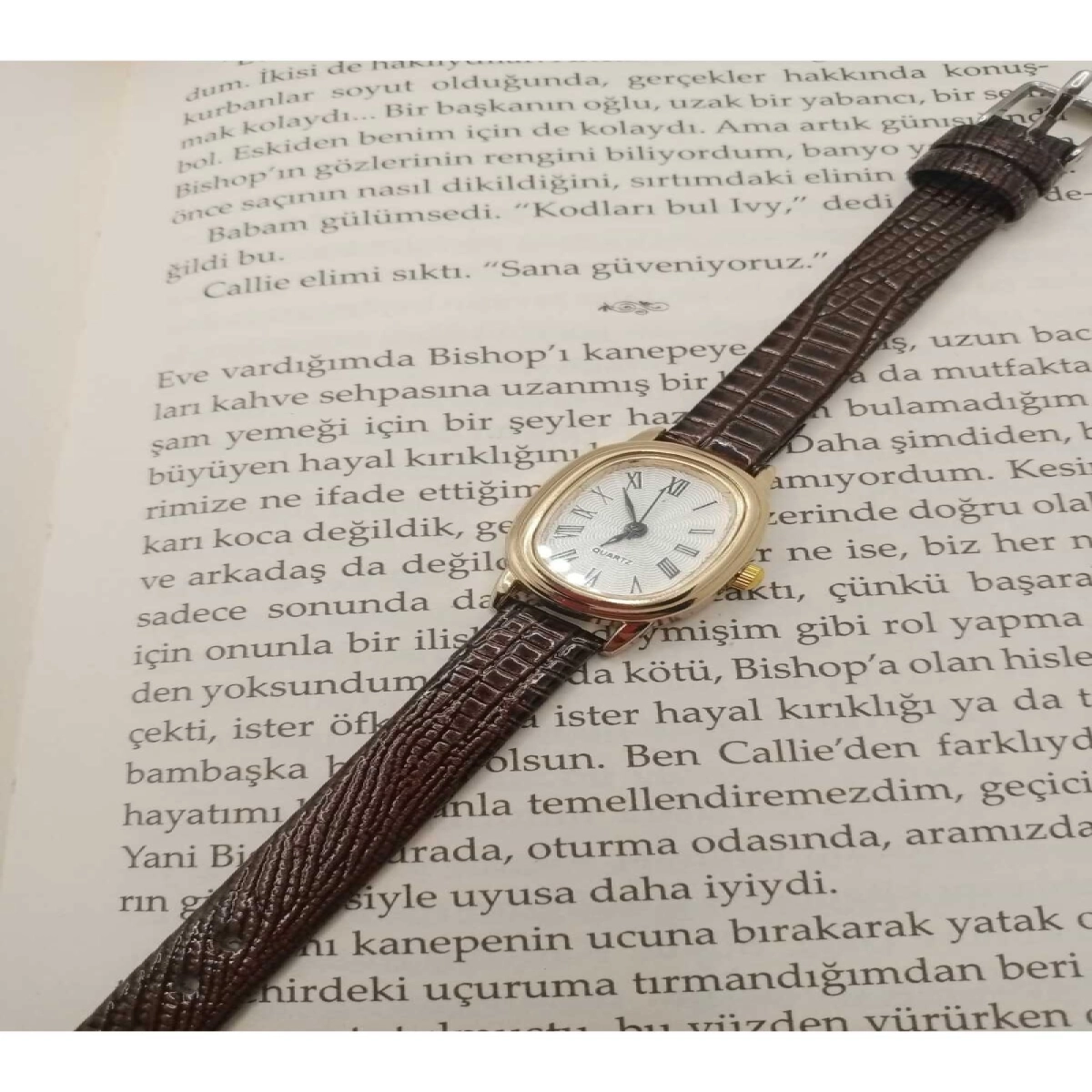 Minimal Retro Model Koyu Kahve Renk Kordon Yılan Desenli Kadın Kol Saati bb0014