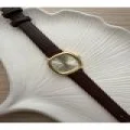 Vintage Kadın Kol Saati Retro Minimal Koyu Kahve Renk Kordon