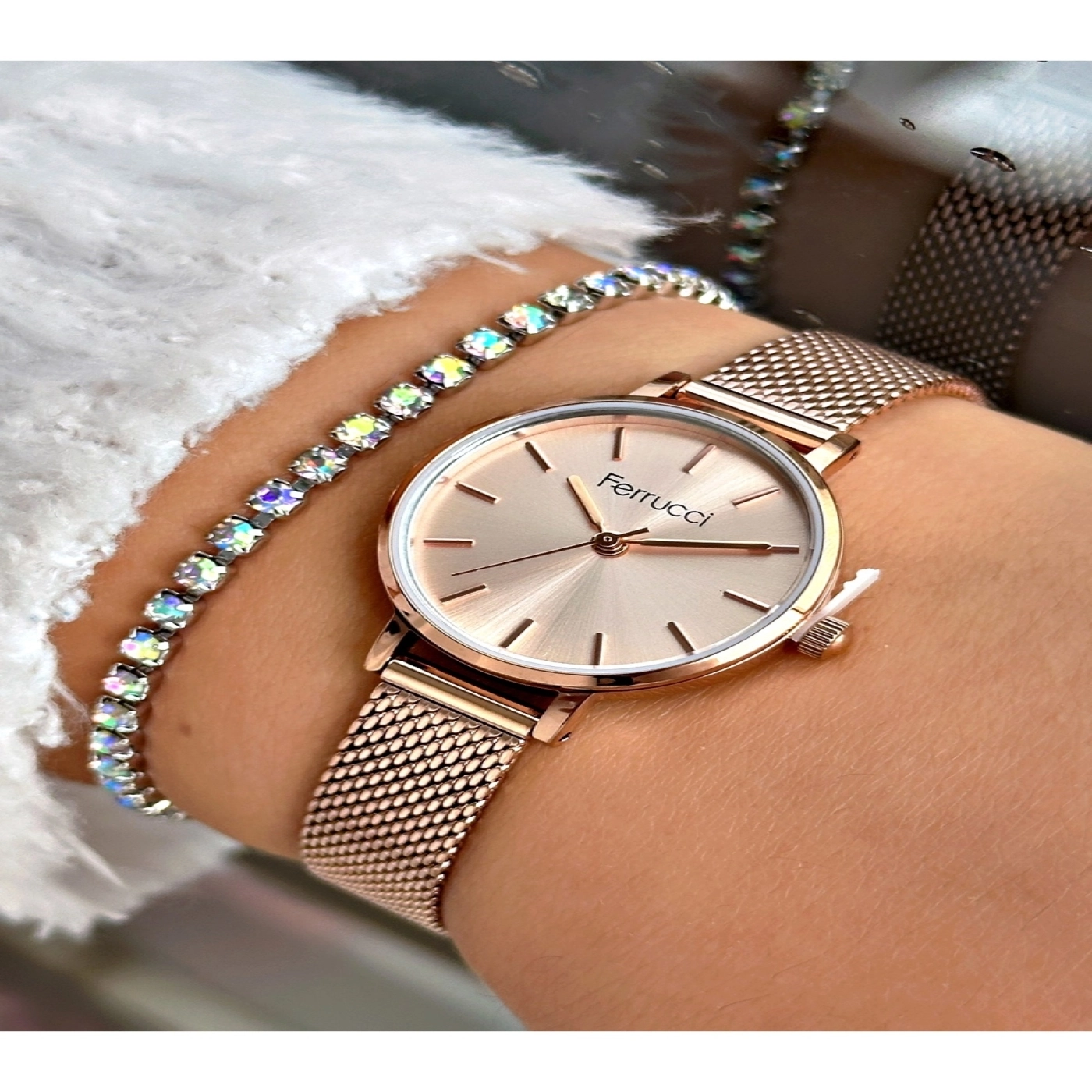 FERRUCCİ ROSE HASIR KADIN KOL SAATİ