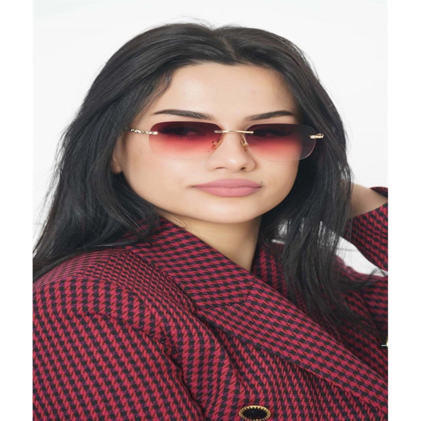 Çerçevesiz Geometrik Lüks Kadın Güneş Gözlüğü