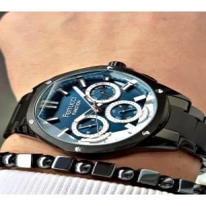 FERRUCCİ LACİVERT KADRANLI FUNCTION SİYAH METAL ERKEK KOL SAATİ