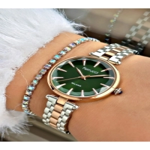 YEŞİL KADRANLI ROSE GÜMÜŞ METAL KADIN KOL SAATİ