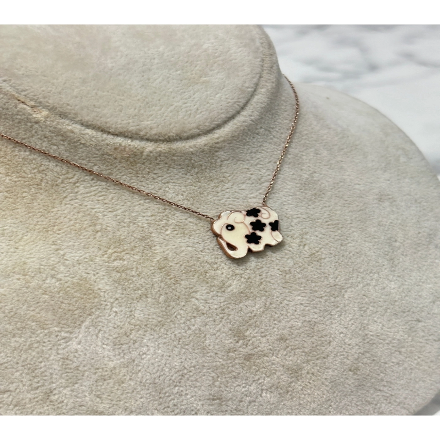 925 Ayar Gümüş Rose Gold Fil Modeli Gümüş Kolye