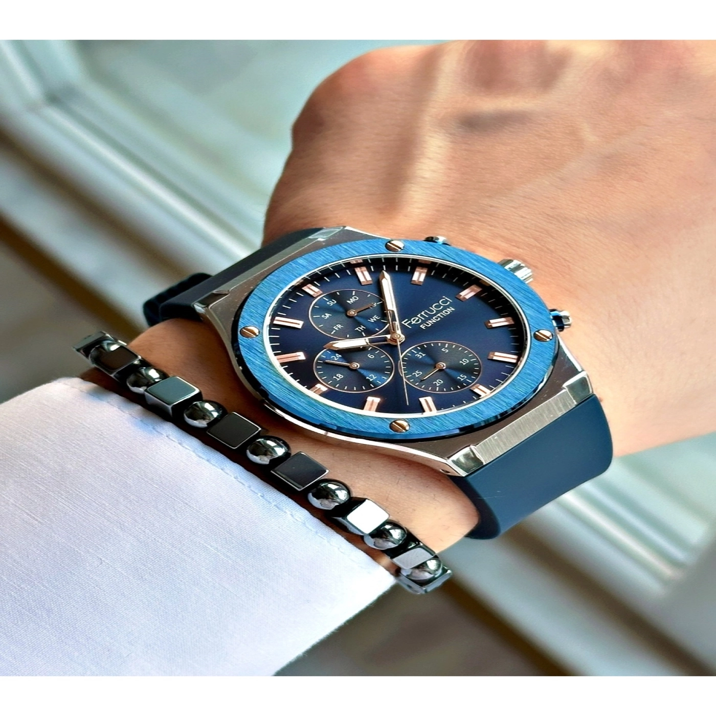 Functıon Lacivert Kadranlı Rose Rakamlı Lacivert Silikon Erkek Kol Saati hover