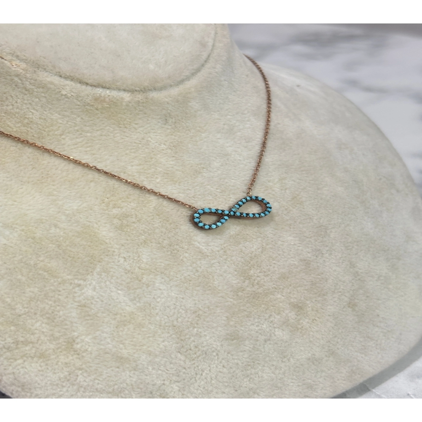 925 Ayar Gümüş Rose Gold Sonsuzluk  Modeli Gümüş Kolye