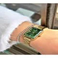FERRUCCİ YEŞİL KADRANLI KARE KESME CAMLI GOLD METAL KADIN KOL SAATİ