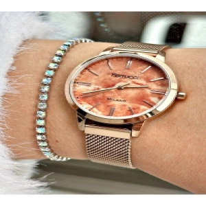 FERRUCCİ AÇIK KAHVERENGİ ROSE HASIR KADIN KOL SAATİ