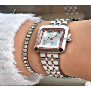 FERRUCCİ KESME CAMLI KARE ROSE GÜMÜŞ METAL KADIN KOL SAATİ