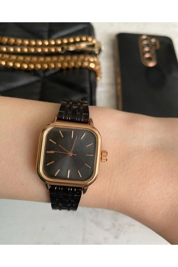 Minimal Kare Kadran Çelik Kordon Retro Kadın Kol Saati