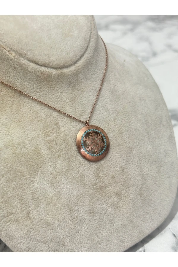 925 Ayar Gümüş Rose Gold Yuvarlak Modeli Gümüş Kolye