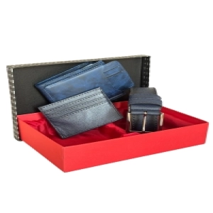 Premium Serisi Özel Kutulu Lüks Deri Yatay Cüzdan Kemer ve Kartlık Erkek Seti