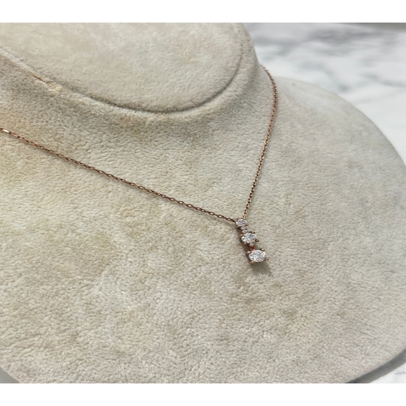 925 Ayar Gümüş Rose Gold Taşlı Modeli Gümüş Kolye