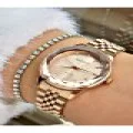 FERRUCCİ  KESME CAMLI RAKAMLARI TAŞLI ROSE METAL KADIN KOL SAATİ