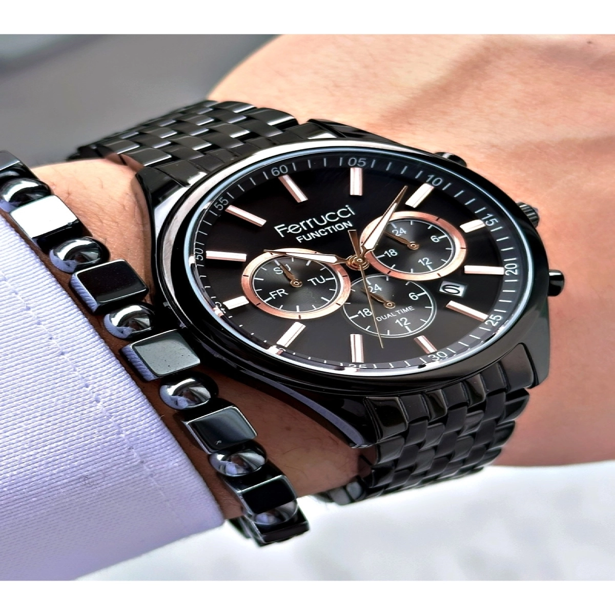 FERRUCCİ FUNCTION SİYAH KADRANLI SİYAH METAL ERKEK KOL SAATİ