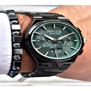 FERRUCCİ YEŞİL KADRANLI MULTI FONCTION METAL SİYAH ERKEK KOL SAATİ