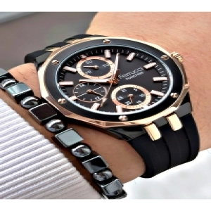 FERRUCCİ SİYAH ROSE KADRANLI FUNCTION SİYAH SİLİKON ERKEK KOL SAATİ