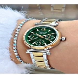 FUNCTION YEŞİL KADRANLI GOLD GÜMÜŞ KADIN METAL KOL SAATİ