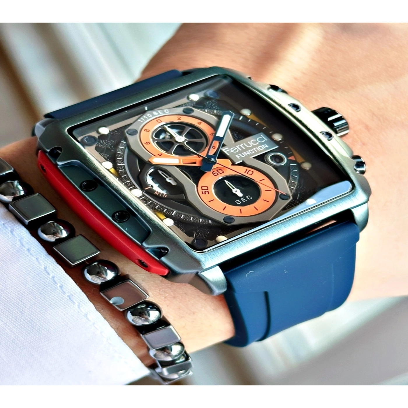 FUNCTION LACİVERT KADRANLI TAKVİMLİ KARE LACİVERT SİLİKON ERKEK KOL SAATİ