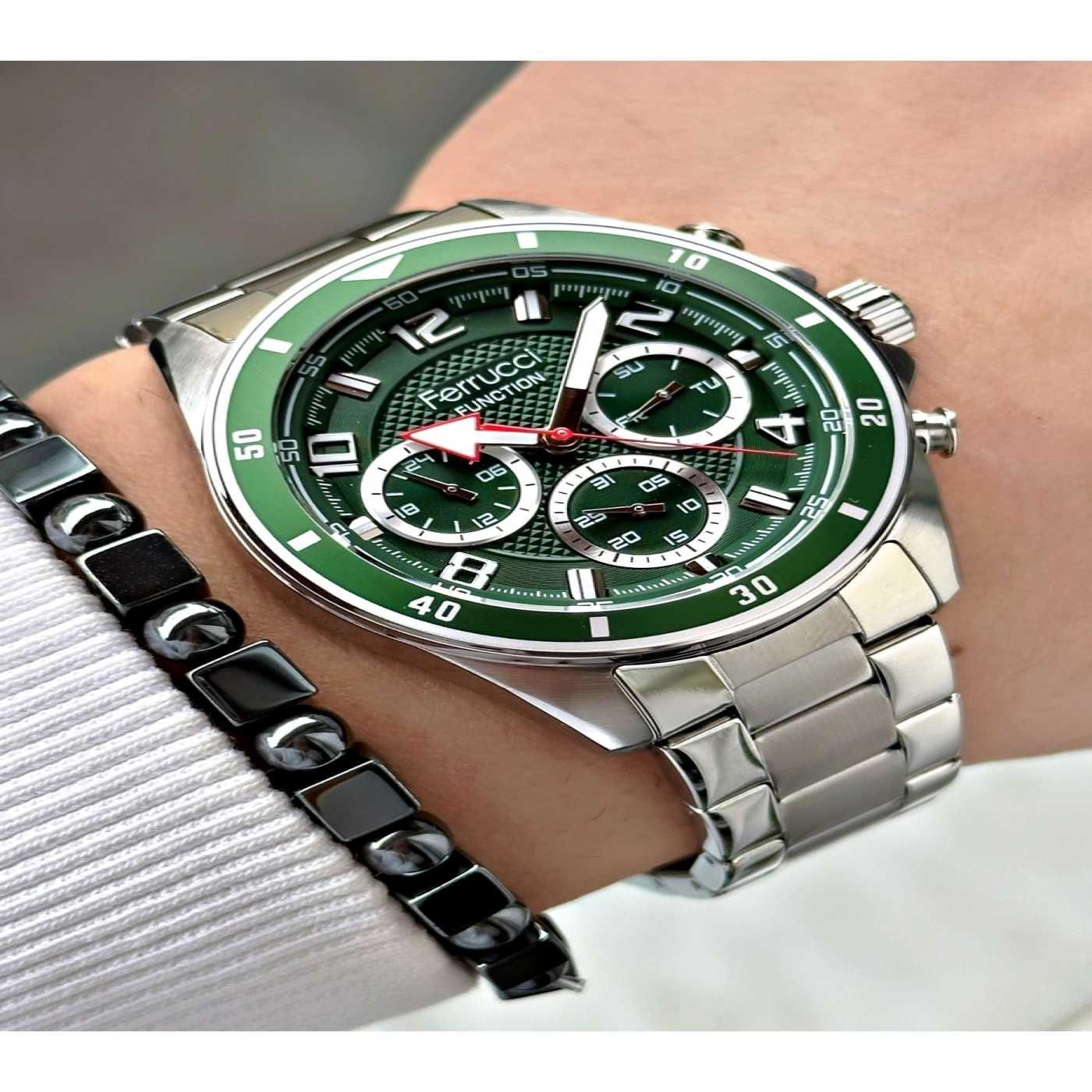 FERRUCCİ YEŞİL KADRANLI FUNCTION GÜMÜŞ METAL ERKEK KOL SAATİ