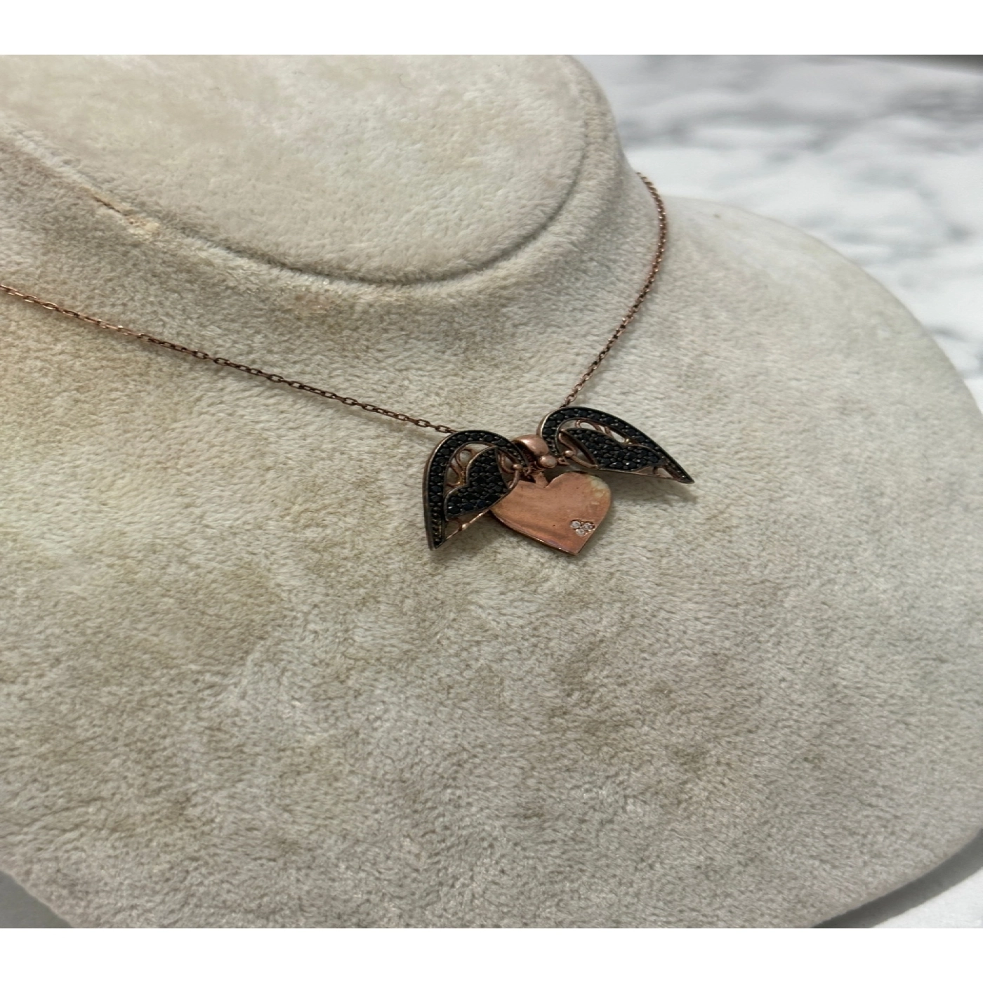925 Ayar Gümüş Rose Gold Kanat Modeli Gümüş Kolye