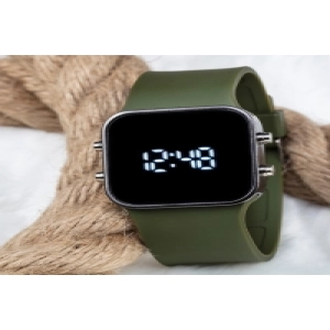 Haki Yeşil Silikon Kordon Unisex Dijital Led Kol Saati ST-303542