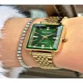 FERRUCCİ YEŞİL KADRANLI KARE KESME CAMLI GOLD METAL KADIN KOL SAATİ