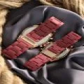 Bordo Silikon Kordonlu Rose Kasa Sevgili Saat Kombini - Bf20400