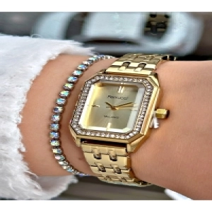 FERRUCCİ KARE TAŞLI GOLD METAL KADIN KOL SAATİ