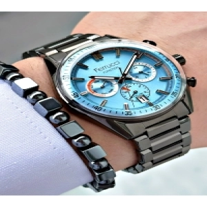 FERRUCCİ FUNCTION TAKVİMLİ MAVİ KADRANLI KOYU GRİ METAL ERKEK KOL SAATİ