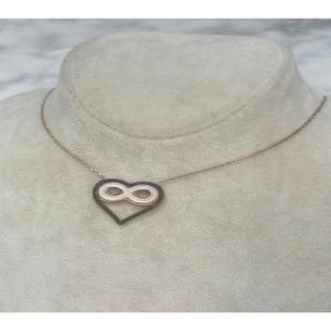 925 Ayar Gümüş Taşlı  Rose Gold Kalpli Modeli Gümüş Kolye