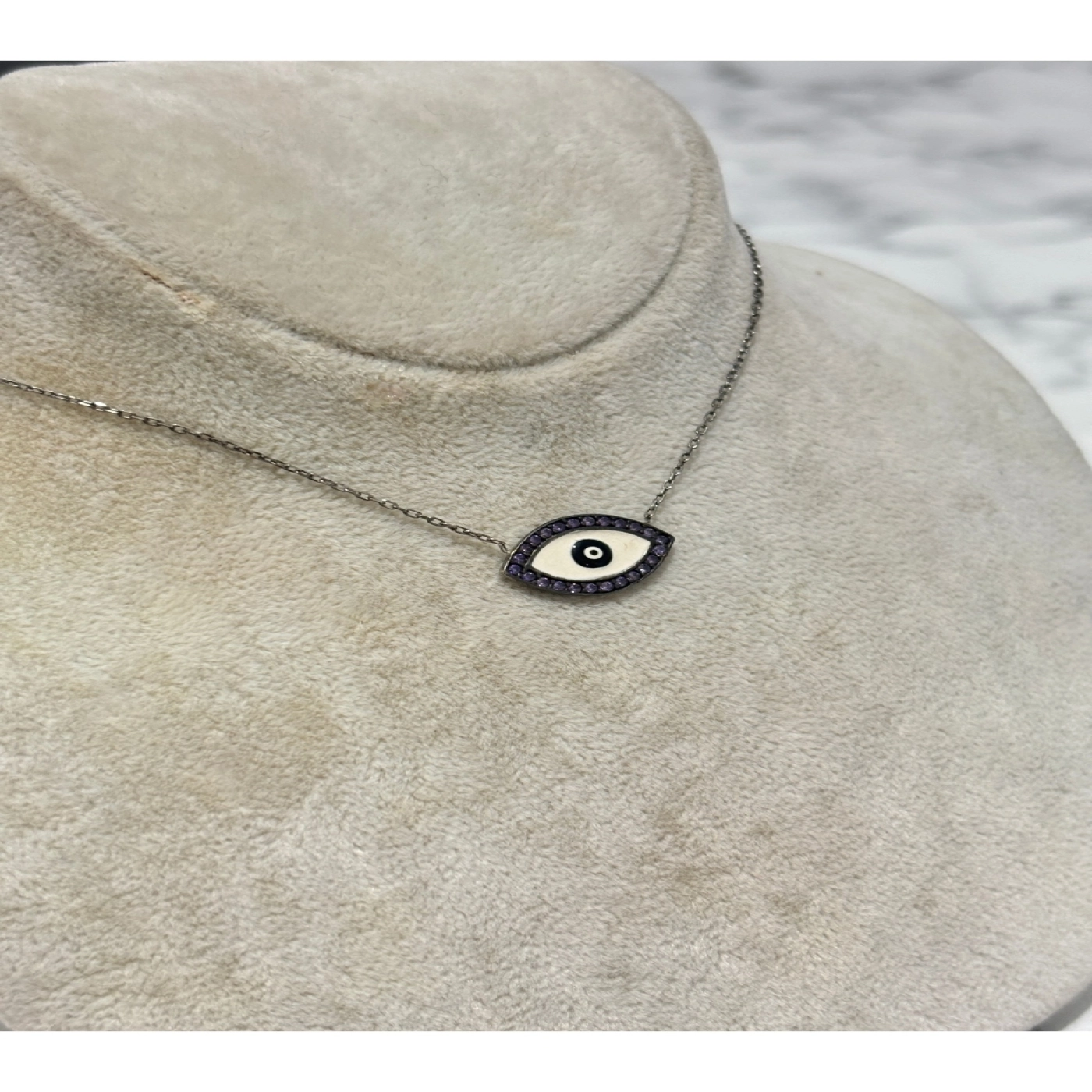 925 Ayar Gümüş Nazar Boncuğu Modeli Gümüş Kolye