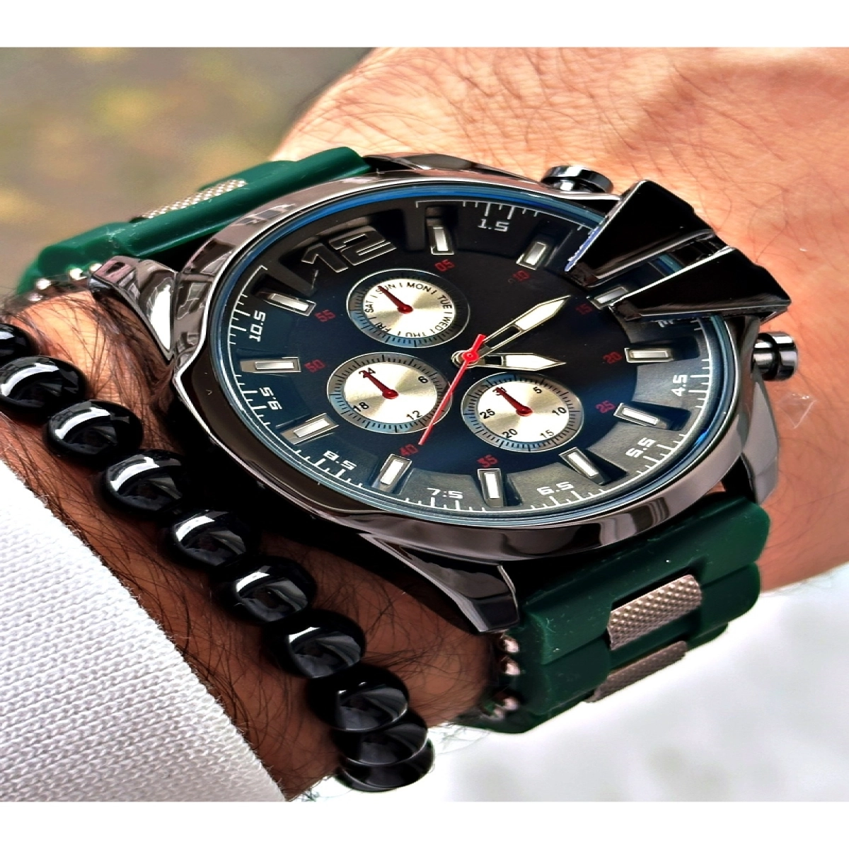 Özel Tasarım Silikon Kordon Lüks Seri Spor Modeli Erkek Kol Saati-Bileklik Hediyeli