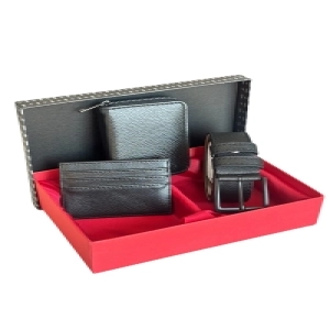 Premium Serisi Özel Kutulu Lüks Deri Dikey Fermuarlı Cüzdan Kemer Ve Kartlık Erkek Seti