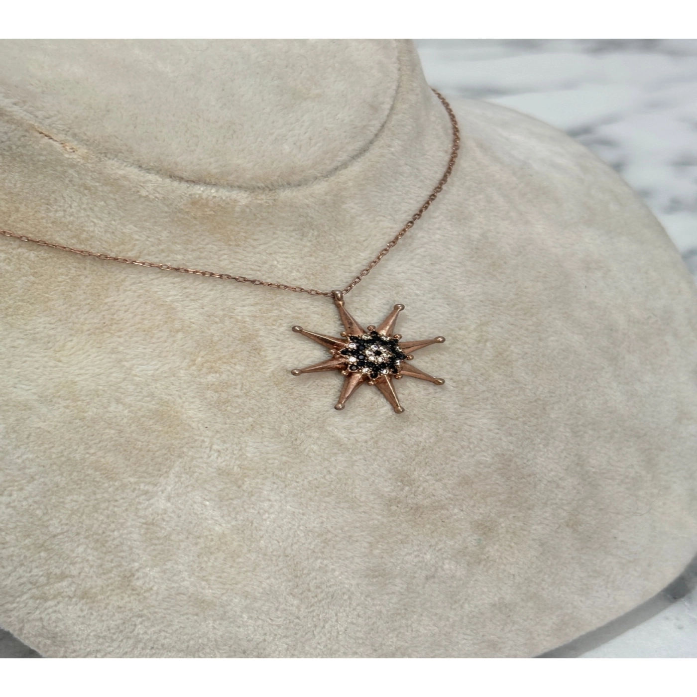 925 Ayar Gümüş Rose Gold Taşlı Modeli Gümüş Kolye