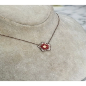 925 Ayar Gümüş Taşlı Rose Gold Yıldız Modeli Gümüş Kolye