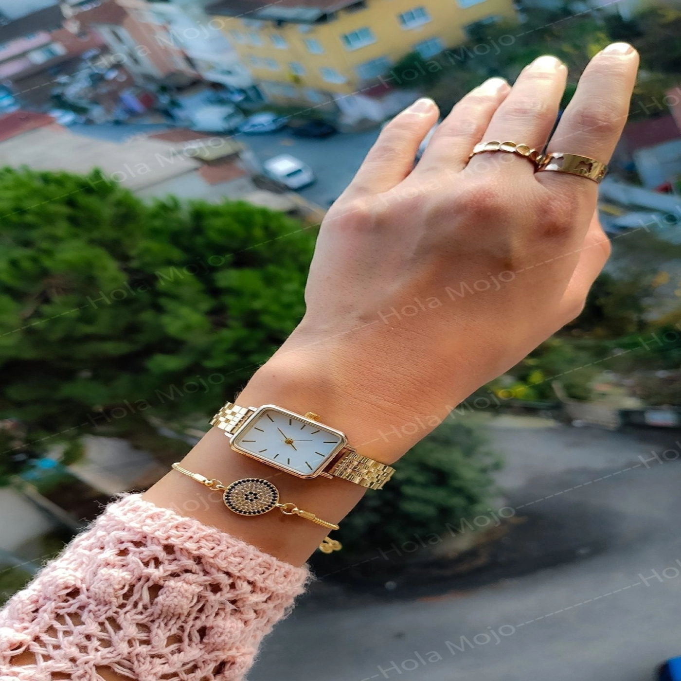 Dikdörtgen Vintage Saat Retro Çelik Gold Minimal Kadın Kol Saati