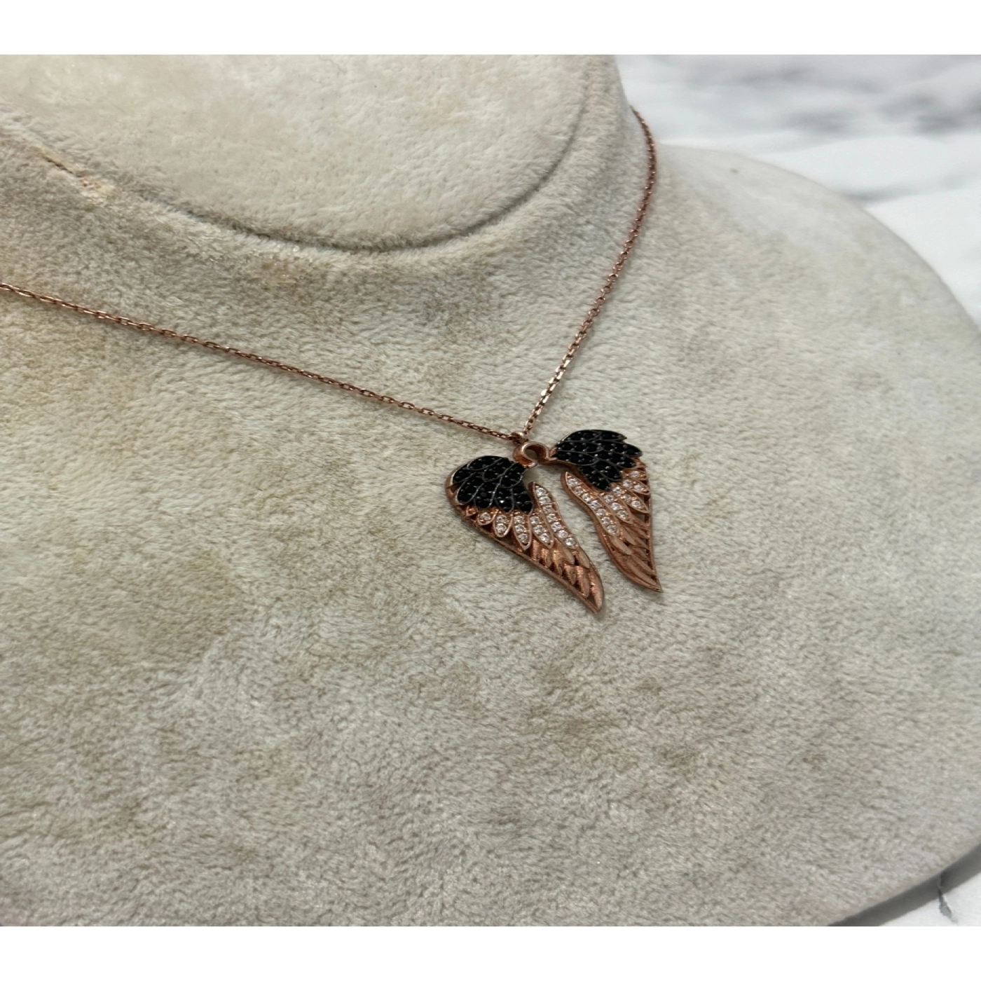 925 Ayar Gümüş Rose Gold Kanat Modeli Gümüş Kolye