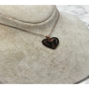 925 Ayar Gümüş Rose Gold Kalpli Modeli Gümüş Kolye