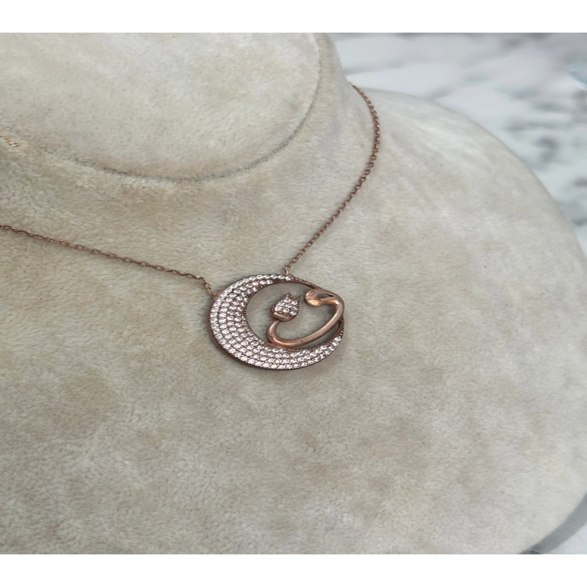 925 Ayar Gümüş Taşlı Rose Gold Yüzük Modeli Gümüş Kolye